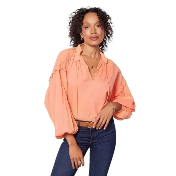 Cleobella Phoenix Ruffle Collar Swiss
Dot Long Sleeve Blouse Size Small - Picture 3 of 13